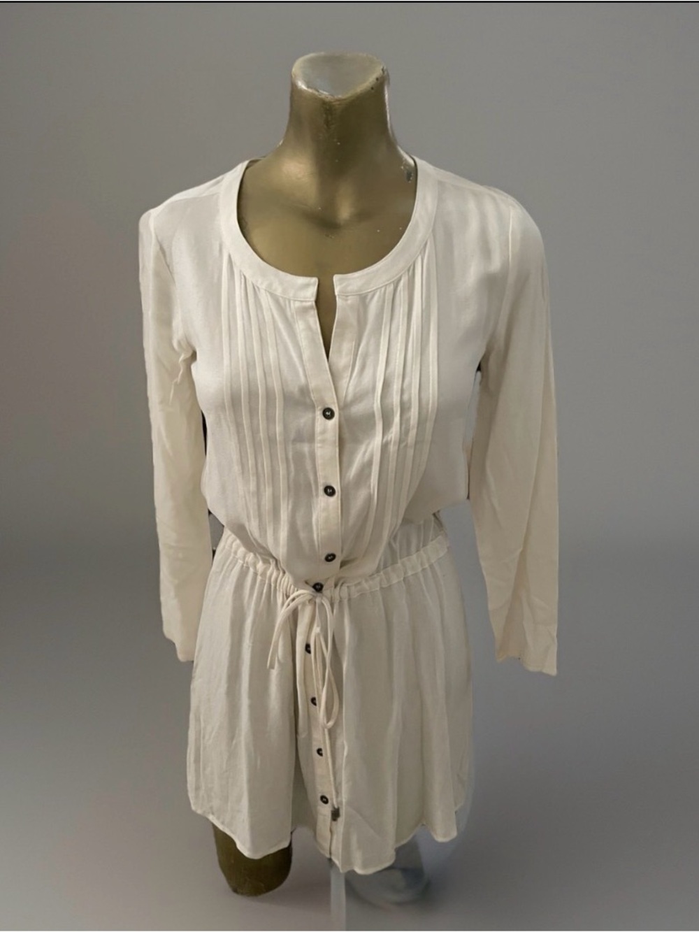 Ella Moss Pintuck Ivory Rayon Cottagecore Dress Size XS